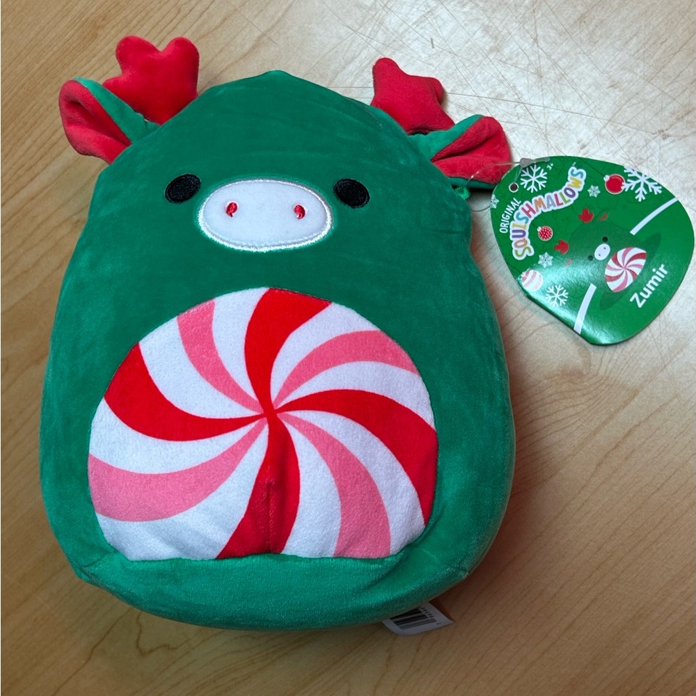 Squishmallows Green and Pink Peppermint Reindeer Plush